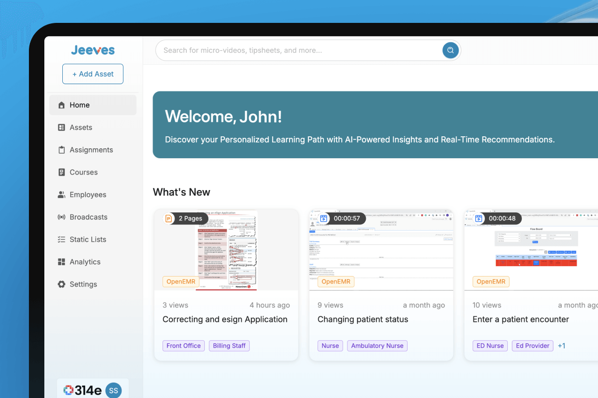 Sleek New Homepage_Jeeves_EHR Training Newsletter_314e Sleek New Homepage_Jeeves_EHR Training Newsletter_314e